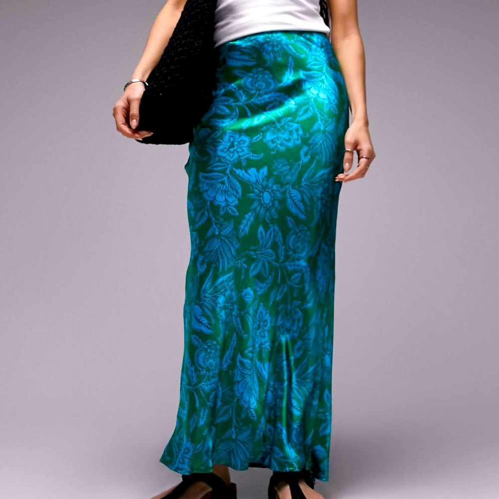 asos  long silk slip skirt
